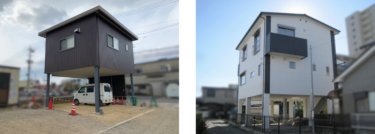 鉄骨構造を活かしたピロティ